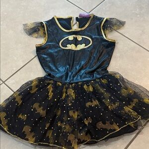 Batgirl Kids Superhero Costume Dress - Black and Gold Size 6 or 7 years